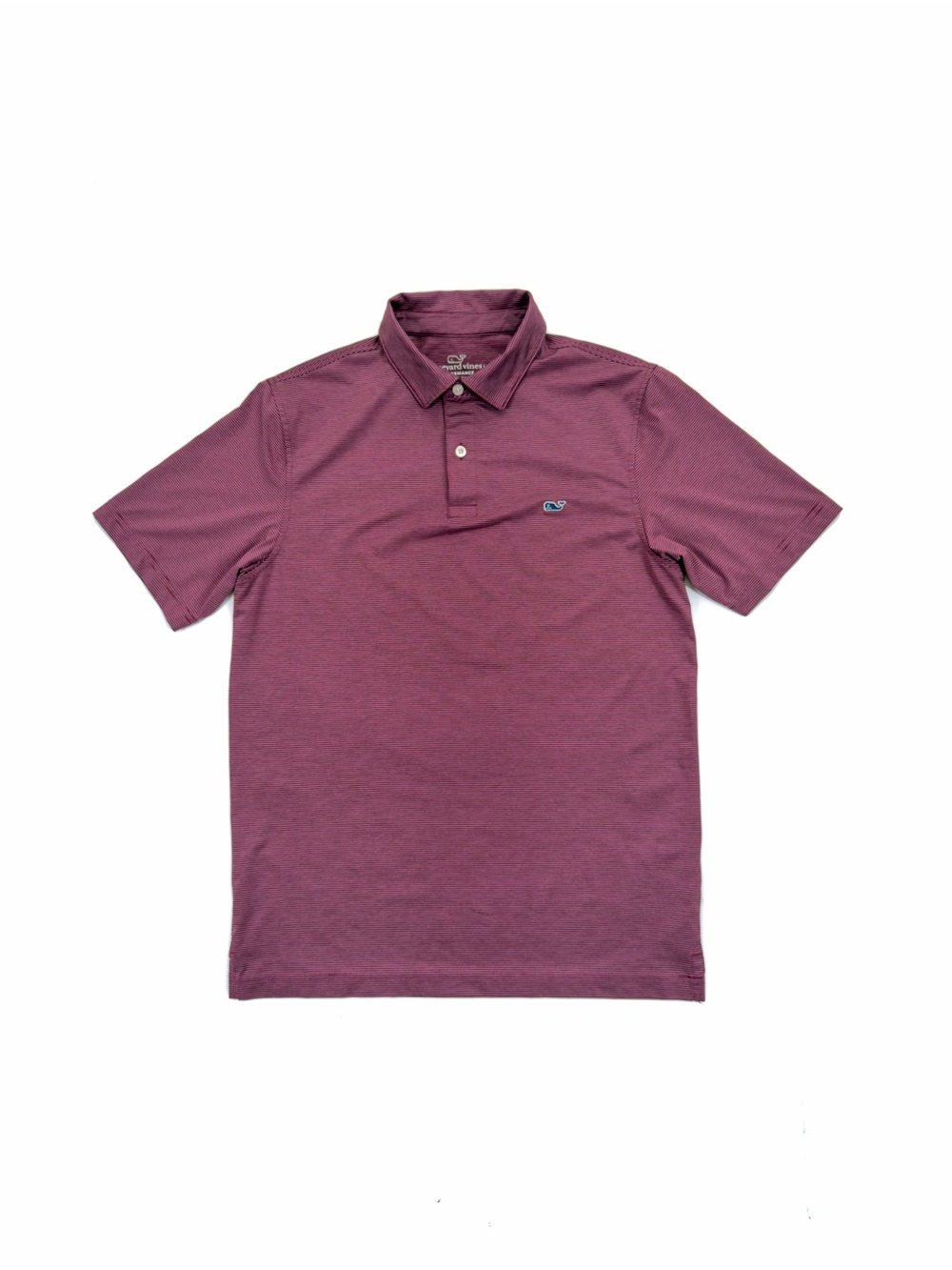 Vineyard Vines Performance Men’s Polo Shirt Size S Pinstripe Maroon Stretch Tech